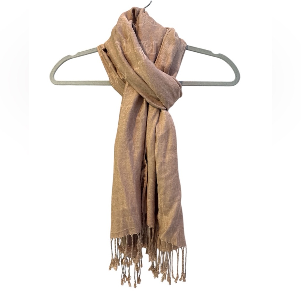 Juicy Couture Elegant Tan Scarf with Fringe